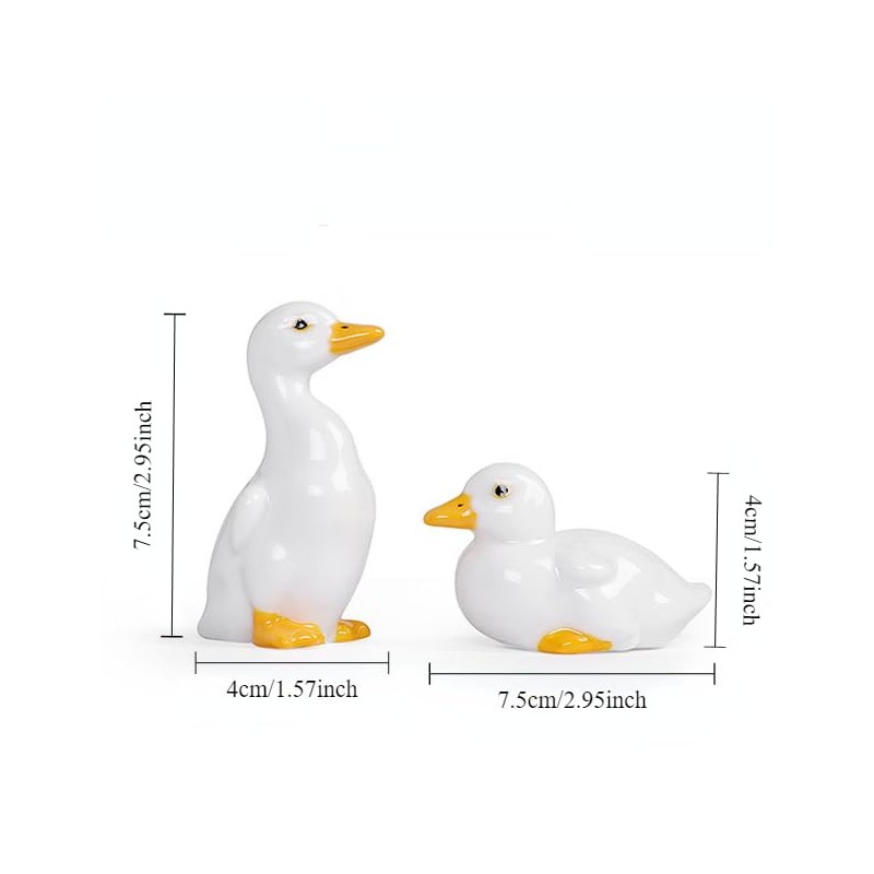 Numfog Duck Figurine Porcelain Figurines Handcrafted Ceramic White Duck Porcelain