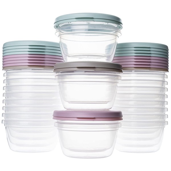 QILZO® Lot de 24 boîtes à repas alimentaires 250 ml - Sans BPA - Passe au micro-ondes, au lave-vaisselle et au congélateur - Récipients avec couvercle