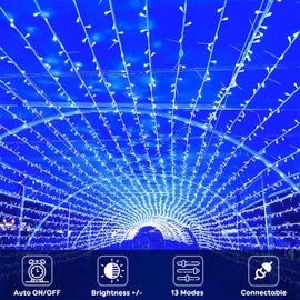 88FT 240LED Extra-Long Connectable String Lights Indoor Outdoor Clear Wire, Blue Christmas String Lights, Plug in Twinkle Fairy Light with Timer for Wedding Patio Tree Yard Christmas Decorations