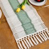 Tosleo Green Macrame Table Runner, Boho Decoration with Tassels, Cotton