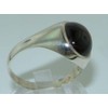 Solid Sterling Silver Ring, Natural Cabochon Garnet Mens Signet Ring