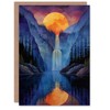 Artery8 Birthday Card Cascading Waterfall New Zealand Forest Sunset Blank