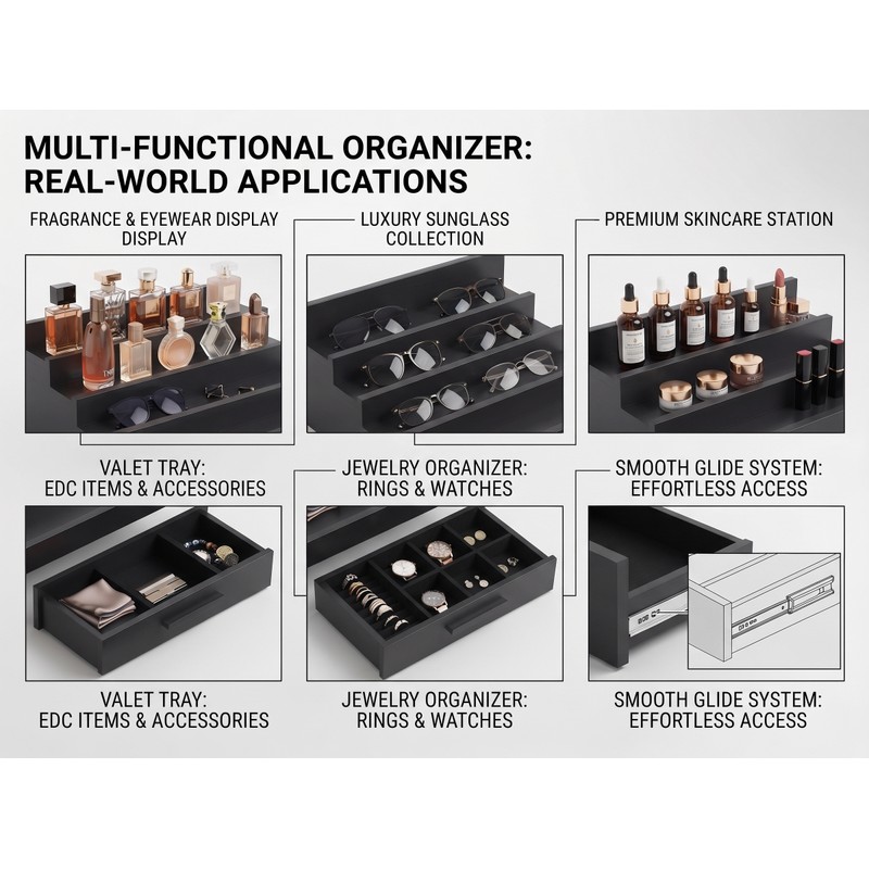 3-Tier Perfume Organizer for Fragrance Storage – Wooden Display Rack