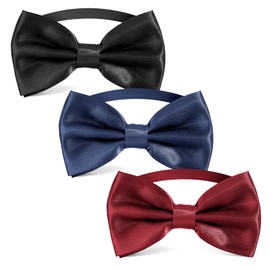 Black Bow Ties for Men Wine Red Bow Ties for Men Royal Blue Bow Tie for Men 3 Pcs Bow Tie sets for Men Tuxedo Clip on Bow Tie Black Bow Tie for Boys Toddler Bow Tie Adjustable black satin Bowtie Prom