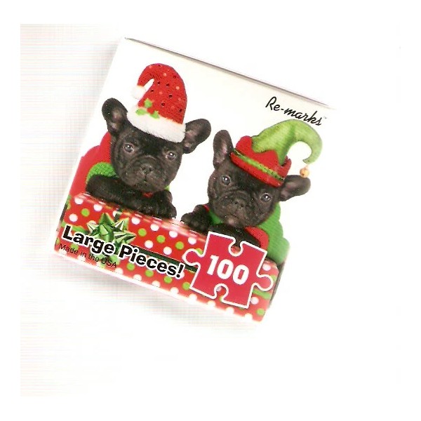 A Pair of Pug Christmas Elf Large Piece Jigsaw Puzzle