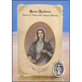 Ambrosiana 2-Piece Healing Medal and Holy Card Set Pack of 6, Saint Apollonia