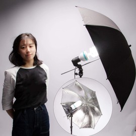 Reflective Umbrella 2 x 43" Photo Studio Black Silver Photography Umbrella, Ideal for Portraiture Product Object General Photography Video Lighting, 2 Packs