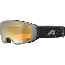ALPINA Double Jack PLNT Q-LITE Mirrored, Contrast-Enhancing OTG Ski Goggles with 100% UV Protection for Adults, Willow-Green Matt, One Size