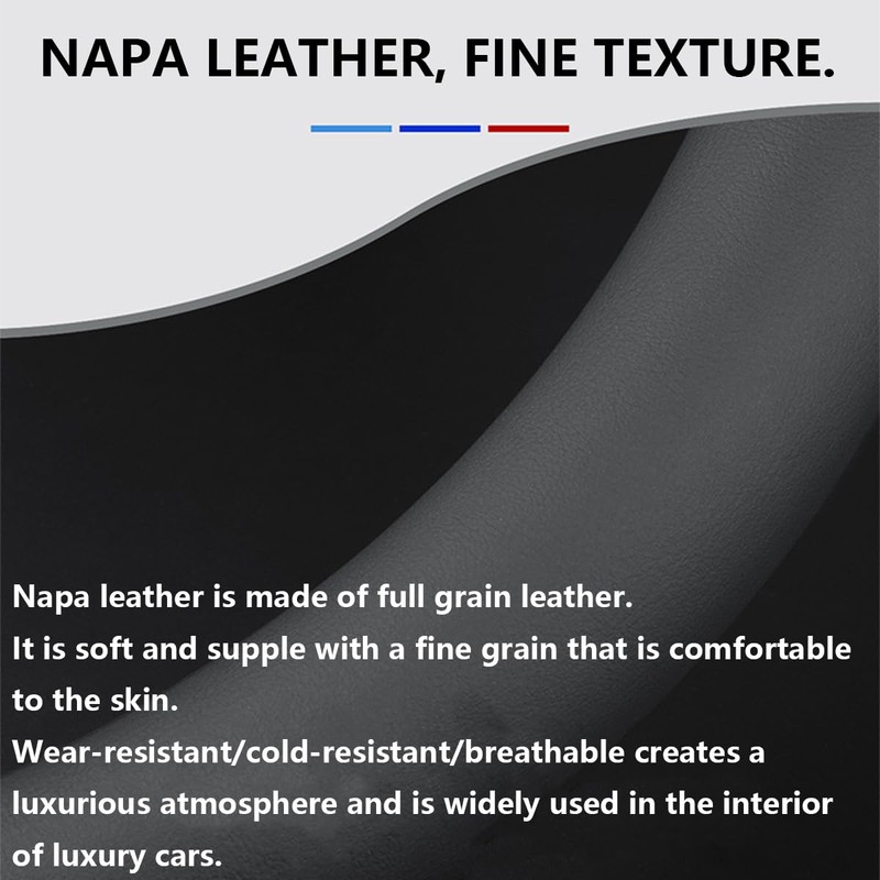 Adunsiaoto Universal Steering Wheel Cover, Nappa Leather Perforated Spliced Car