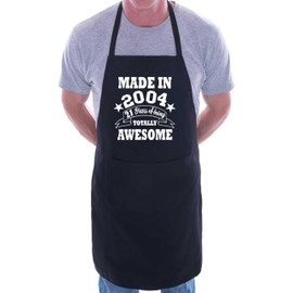 Print4U 21st Birthday Made In 2004 BBQ Cooking Funny Novelty Apron Black