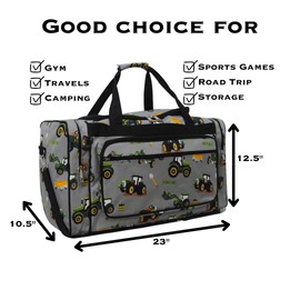NGIL Canvas 23" inch Duffle Bag (Tractor Truck-Grey)