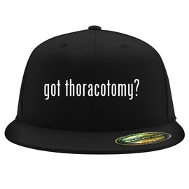 got Thoracotomy? - Embroidered Adjustable Fit Structured Flat Bill Fitted Hat | Trendy Baseball Cap for Men and Women | Modern Cap in Snapback Closure | Black | Small/Medium