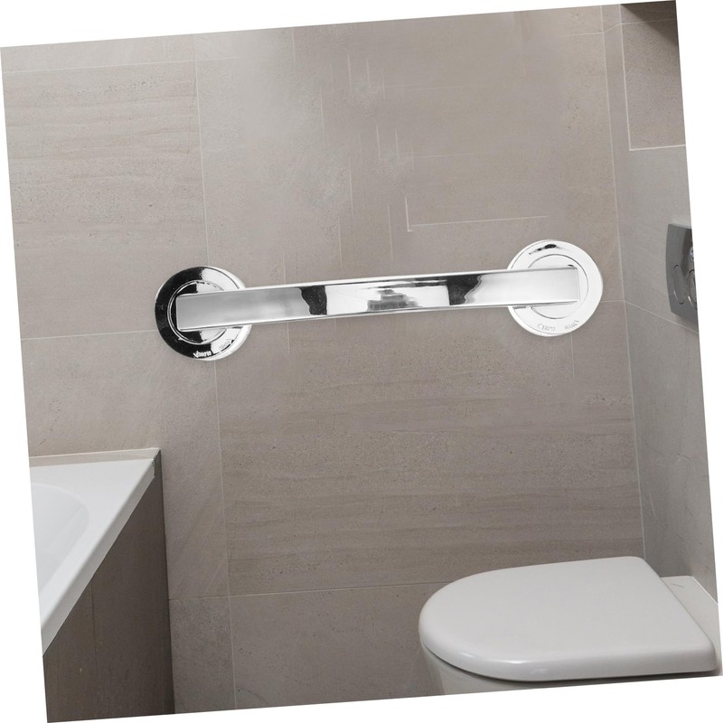 TEHAUX Wall Mounted Bathroom Safety Grab Bar Large Silver Suction