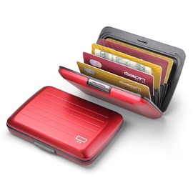 ÖGON -DESIGNS- Aluminum card holder with metal lock, RFID protection against fraud and demagnetization, compact wallet, Smart Case OSLO model