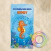 Herz & Heim Children's Beach Towel with Seahorse Motif, Name