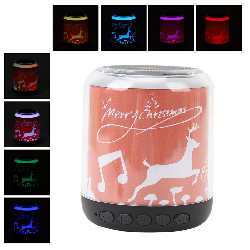 Mini Bluetooth Speaker Christmas Pattern Festive Atmosphere RGB Music Player