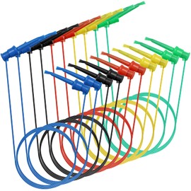 Sumnacon 10 Pcs Multimeter Electrical Test Dual Lead Test Hook Clips - 5 Colors Silicone Flexible Test Cables for Electronic, Component, Testing Connecting
