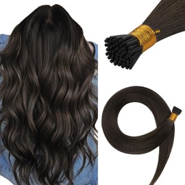 HOTBANANA I Tip Hair Extensions Human Hair, 24 Inch 50g 50s Dark Brown Pre Bonded ITip Hair Extensions Cold Fusion I Tip Extensions Straight I Tips Hair Extensions