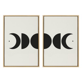 Kate and Laurel Sylvie Modern Geometric Moon Phases Framed Canvas Wall Art Set by The Creative Bunch Studio, 2 Piece Set 23x33 Natural, Oversized Moon Art Set Wall Décor