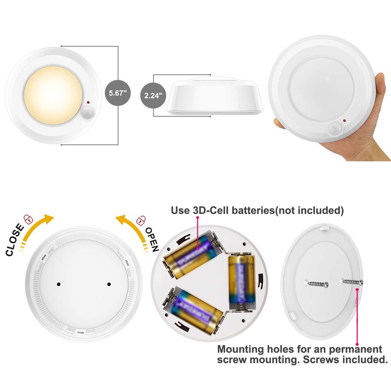 LUXSWAY Wireless Ceiling Light with RF Remote and Motion Detector,