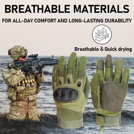 Sutekus Tactical Gloves Hard Knuckle Gloves with Touchscreen Fingers Hand Gear for Hiking, Camping, Hunting, Combat, Shooting, Cycling, Motorcycle (Green, Medium)