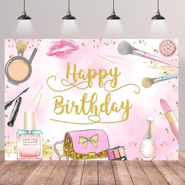 YQWIN Spa and Makeup Party Decorations - Birthday Backdrop Banner for Spa-Themed Celebration Decor