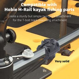 LaWana Kayak Rail Adapter, Black Kayak Rail Mount Compatible with Hobie H-Rail and MightyMount Duo Rails, Kayak Fishing Accessories(Black 2)