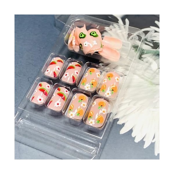 Press on Nails Square Short Nude Glossy Full Cover Acrylic