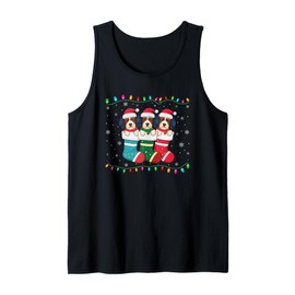 Xmas Tree Lights Funny Havanese Dog in Christmas Socks Tank Top