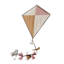Single Wheel Kite 3D Clipping Simple Assembly Vintage Simple Diamond Kite for Kids Adults Beginners Pink and Coffee