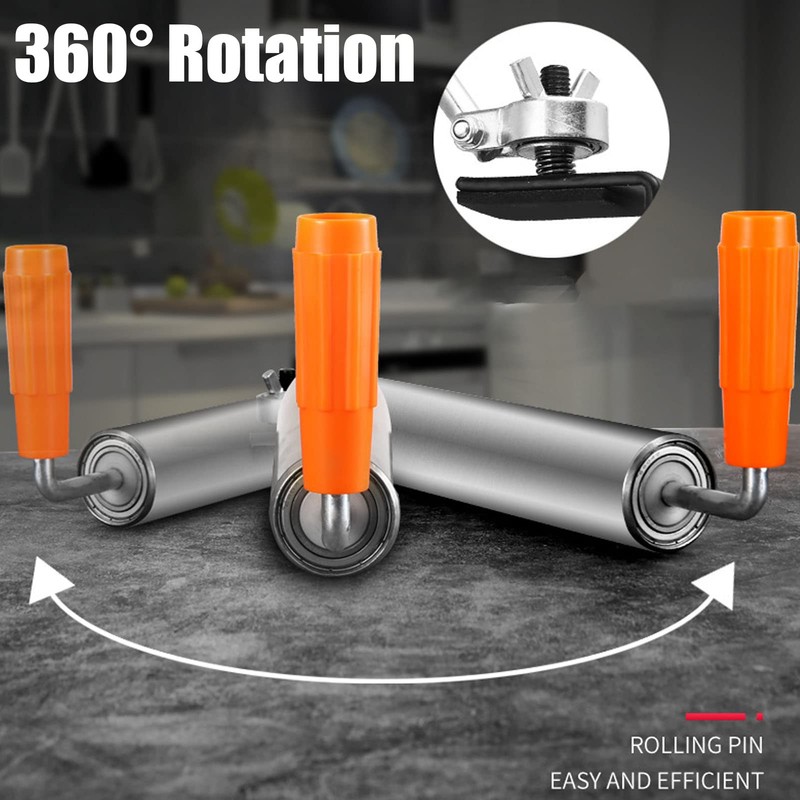 Stainless Steel Rolling Pin, Desktop Clip On Dough Roller 360
