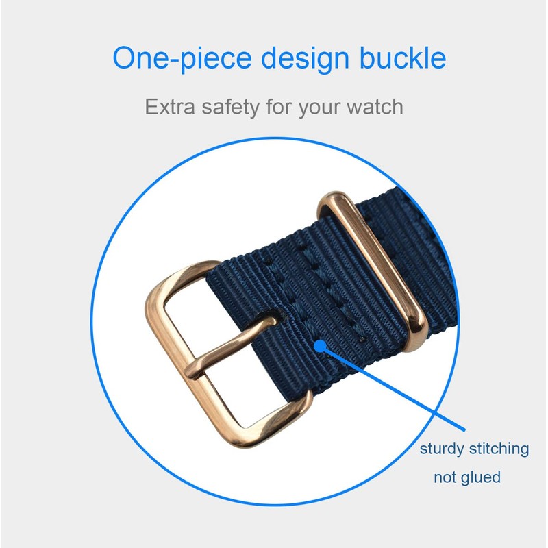 [MZBUTIQ] Nylon Watch Strap Band Replacement Thin Rose Gold Buckle