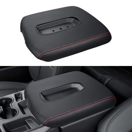 INTGET Funda para reposabrazos de consola central para Chevy Silverado 2026 y GMC Sierra 2019 2020 2021 2022 2023 2024 2025, tapa de consola central, protector de caja de reposabrazos (puntadas rojas