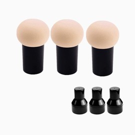 Mushroom Makeup Sponge Cosmetic Blender Puff Latex Free Face Sponge Beauty Puff Makeup Brush Sponge with Handle Case for Concealer BB Cream Foundation Makeup Tools (3 Pack, Skin Color)