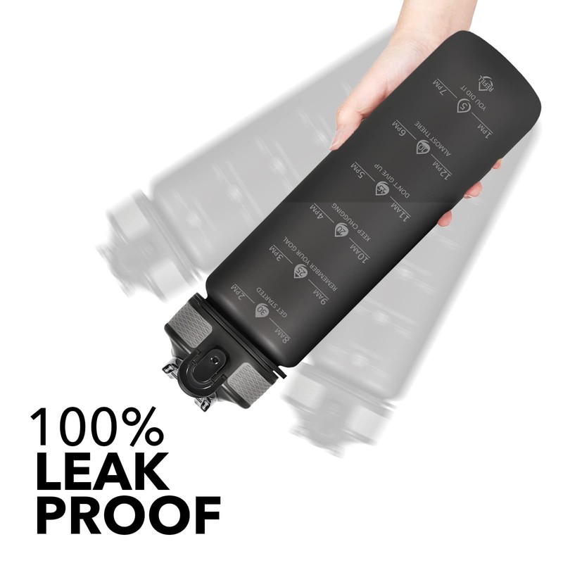 Hyeta 32oz Water Bottles with Straw - Stay Motivated and
