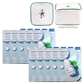 Innisfree Retinol Cica Trace Ampoule Gel Mask (23mL) 10 sheets + Play Green Cosmetic Pouch (Green) / 이니스프리 레티놀 시카 흔적 앰플 겔 마스크 (23mL) 10매+플레이그린 화장품 파우치 (그린)