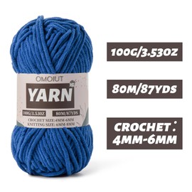 Hilo de chenilla azul esponjoso para ganchillo – Hilo de bebé para ganchillo manta suave – (100 g/87.4 yardas) – Hilos gruesos de ganchillo – Hilos de peso de terciopelo peinados 5
