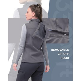 33,000ft Women's Hooded Lightweight Softshell Vest Fleece Lined Windproof Zip Up Sleeveless Jacket for Hiking Golf Running