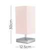 Modern Square Polished Chrome Touch Table Lamp with a Pink