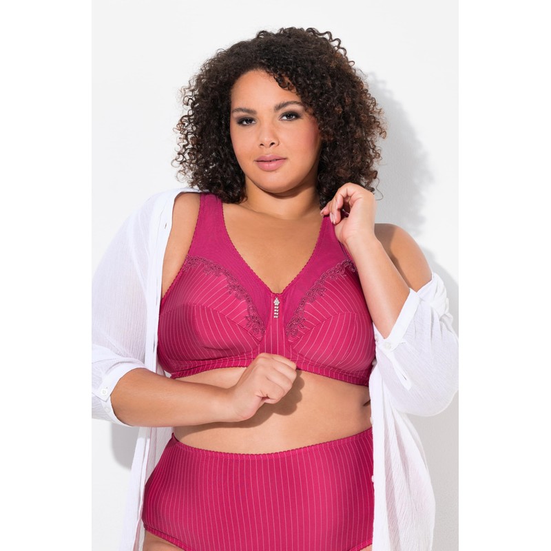 Ulla Popken Women's Kelly Pinstripe Support Bra, fuchsia