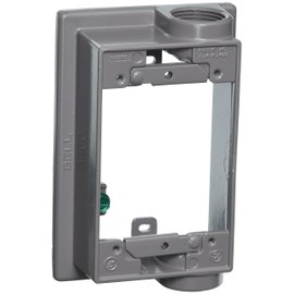 1-Gang Weatherproof Extension Adapter, Swing Arm, Two 3/4 in. Threaded Outlets, Gray