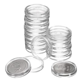 uxcell 20 Pcs 24mm Silver Dollar Coin Holders, Plastic Coin Capsule Covers Acrylic Clear Round Coin Collection Supplies Container for Silver Coin Protectors or NFC Tag