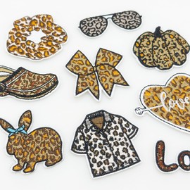 Woohome Pack of 18 Leopard Print Series Iron-On Patches for Jeans Jackets Clothing Backpack Hat DIY Handmade Sewing