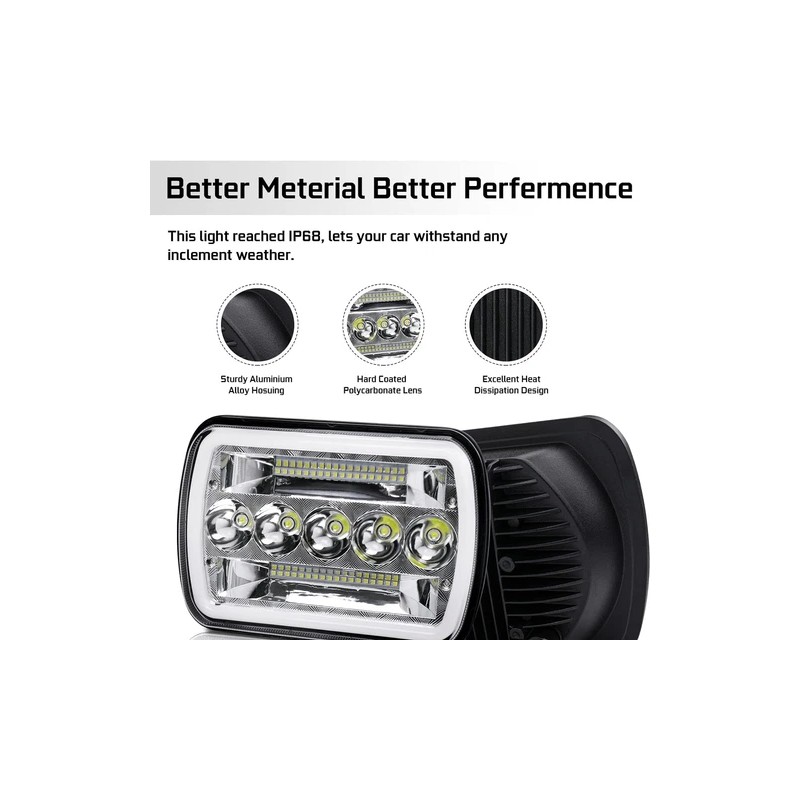 Unbranded Pair 5x7'' 7x6 LED Headlight DRL For International 9900i