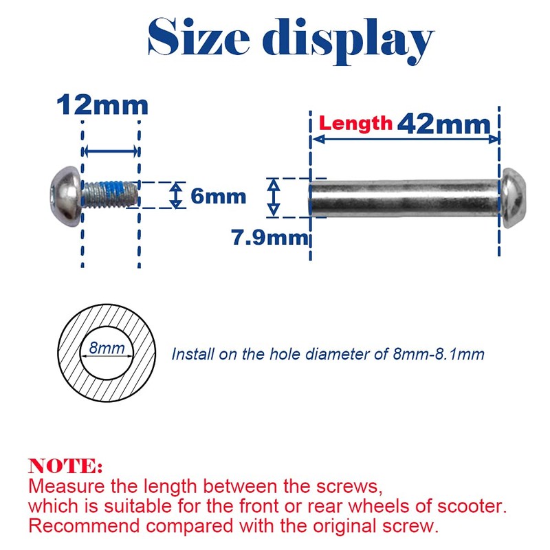 OTFAITP M8 Screws for 2-3-4-Wheel Kid Scoote Replacement Micro Mini