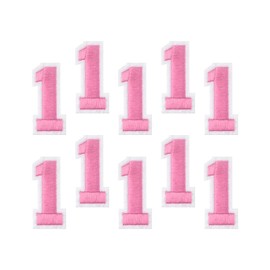 MECCANIXITY 10Pcs Number Patches Embroidered Decorative Repair Patches Iron on Patches Sew On Embroidered Applique Patches 1 Pink 2" Height for Clothes, Shoes, Hats, Backpacks, DIY