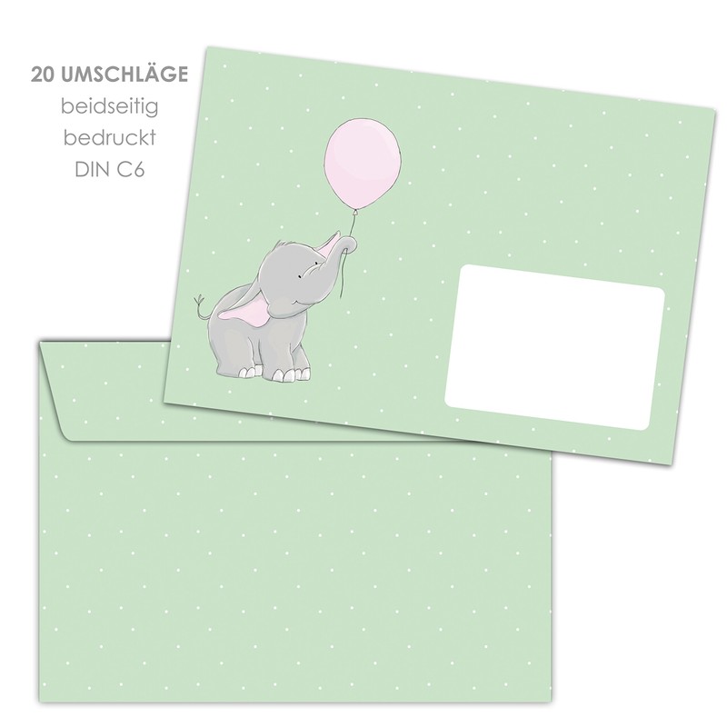 Cute Writing Paper Set for Children with Elli Elephant Motif