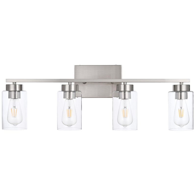 A1A9 4 Light Bathroom Vanity Light Fixtures, Brush Nickel Modern