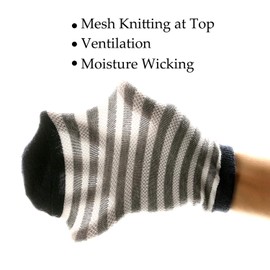 Mottee&Zconia Ankle Short Socks Mesh Body Non Slide Mens/Womens Casual Air Fresh Cotton Strips Sock 6 Pairs Size M