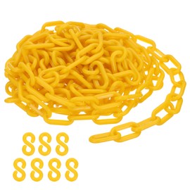 PATIKIL Yellow Plastic Chain, 16 ft 6mm Safety Barrier Chain for Crowd Control, Queue Line, Parking, Fence, Gate, Concert, Construction Site and Decoration